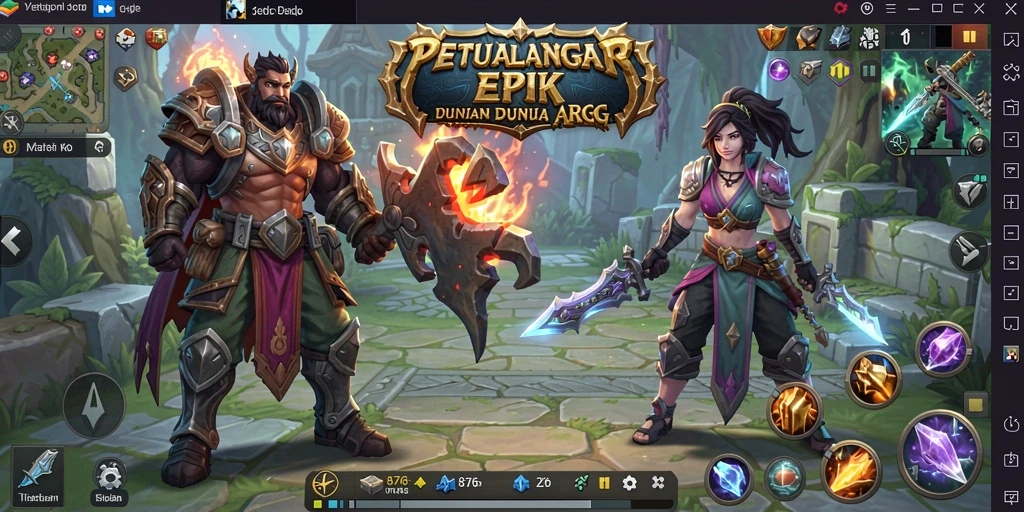 Screenshot gameplay 8768 menampilkan pertarungan epik di dunia fantasi.