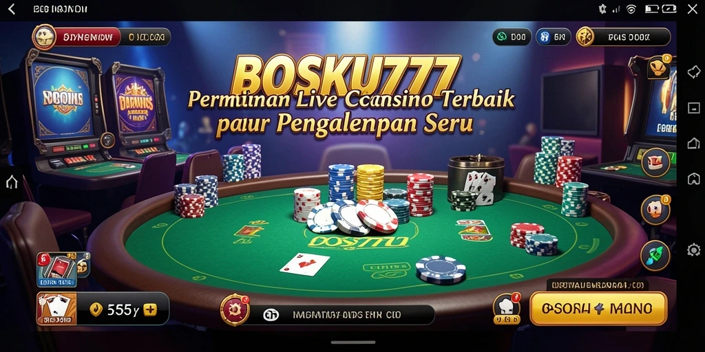Screenshot utama BOSKU777 menunjukkan dealer langsung dalam permainan kasino yang menarik.