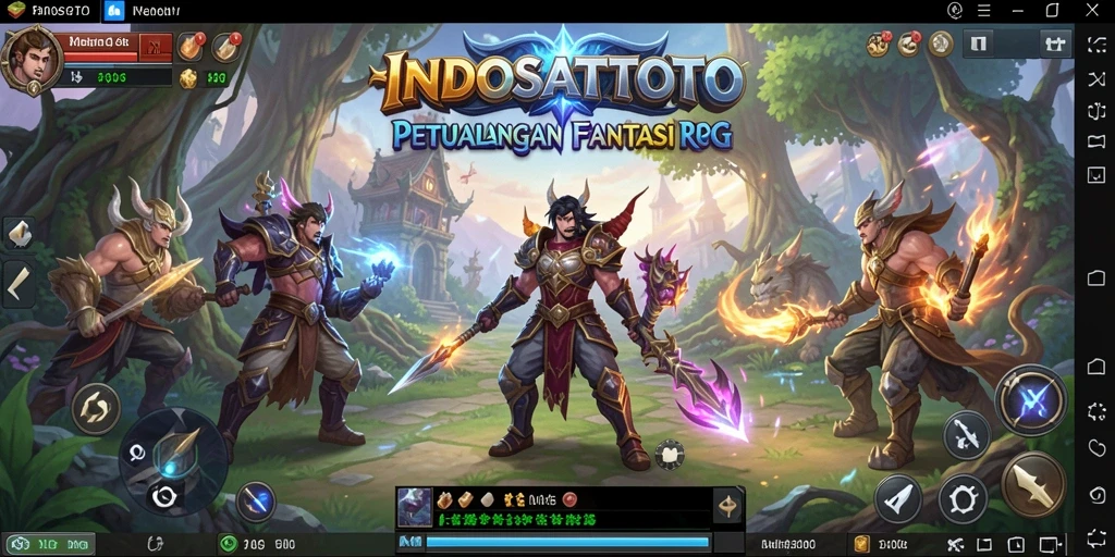 Screenshot gameplay RPG INDOSATTOTO yang menampilkan pertempuran epik.