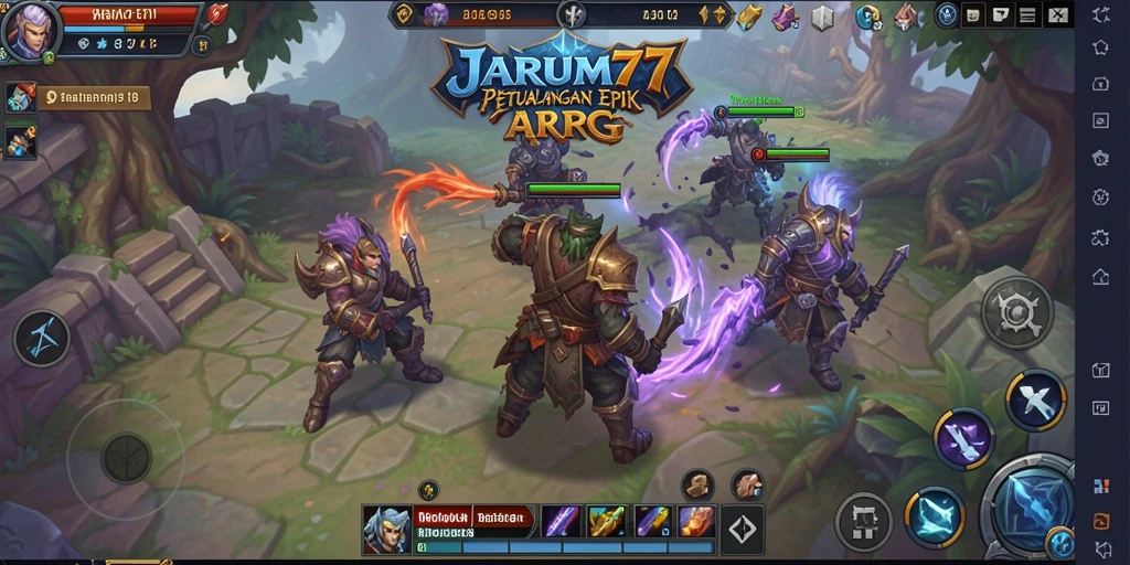 Tampilan gameplay menarik dari JARUM77 dengan aksi ARPG yang seru.