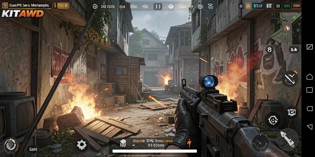 Tampilan gameplay menegangkan dari KITAWD dengan aksi seru di medan pertempuran.