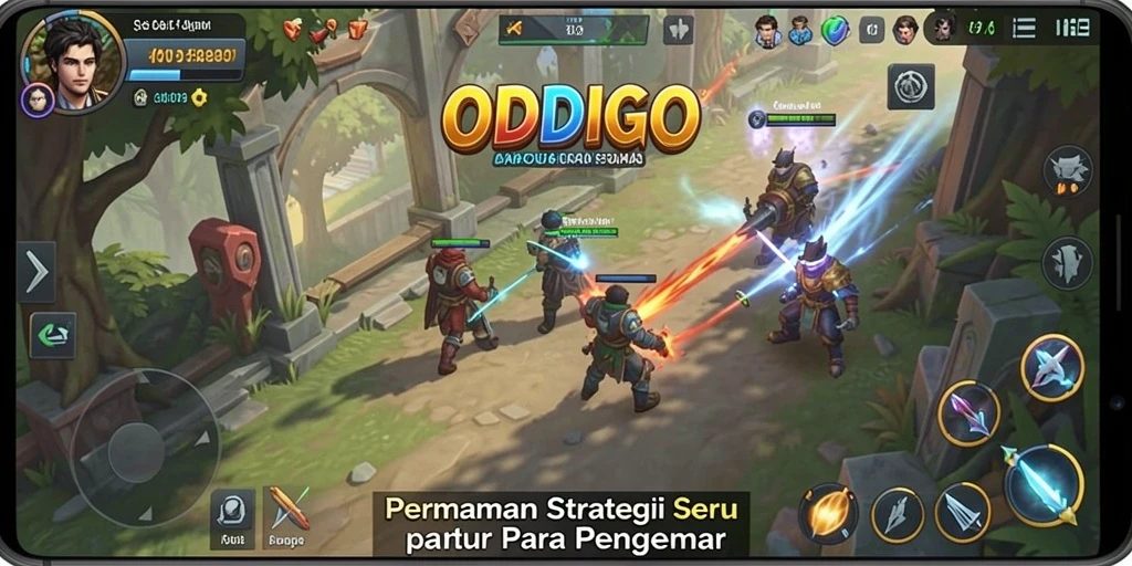 Tampilan gameplay ODDIGO yang intens dan strategis.