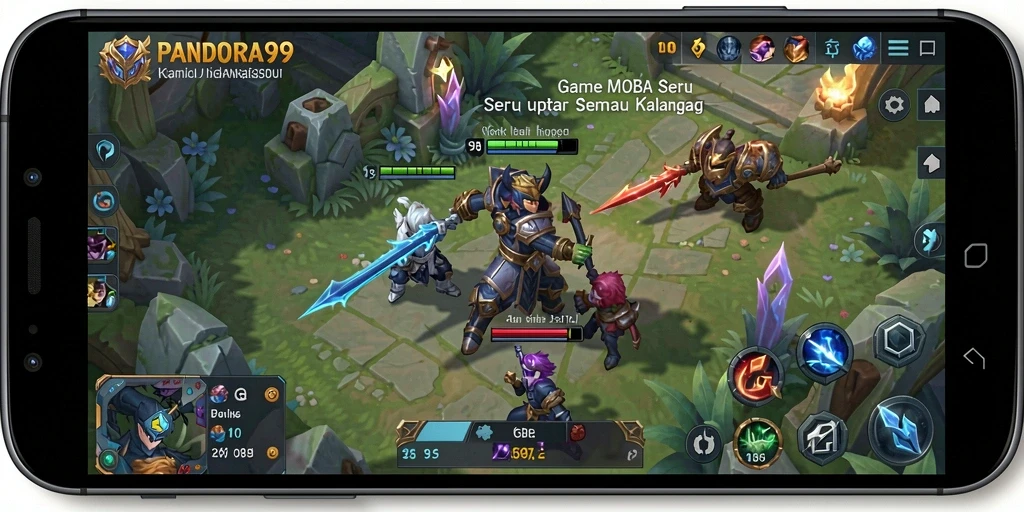 Screenshot menampilkan aksi seru dari gameplay MOBA PANDORA99 yang intens.