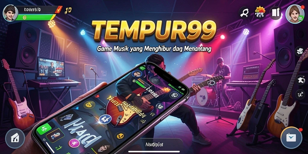 Screenshot gameplay TEMPUR99 menunjukkan pengalaman musik yang seru.